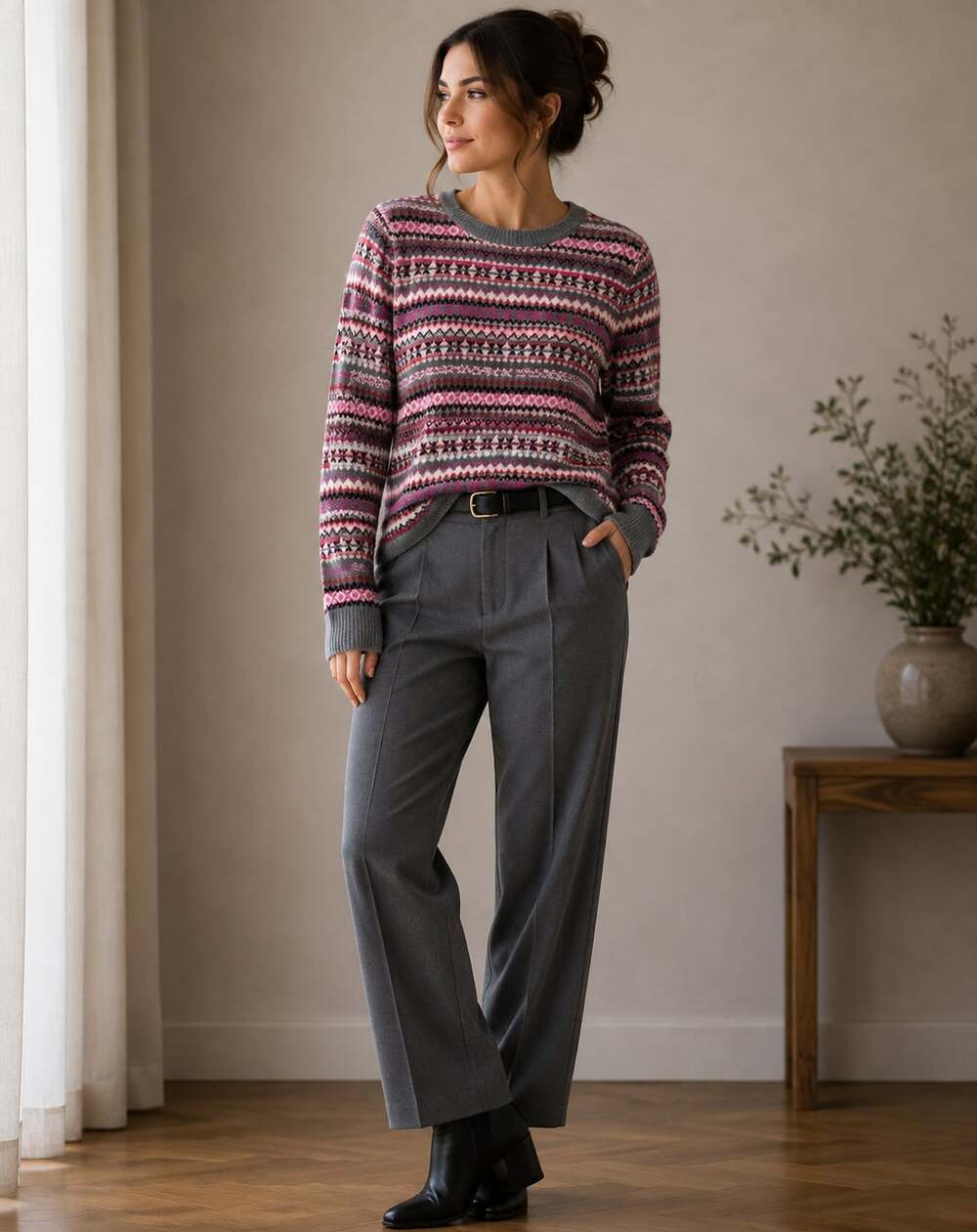 Talbots Colorful Fair Isle Crewneck Sweater